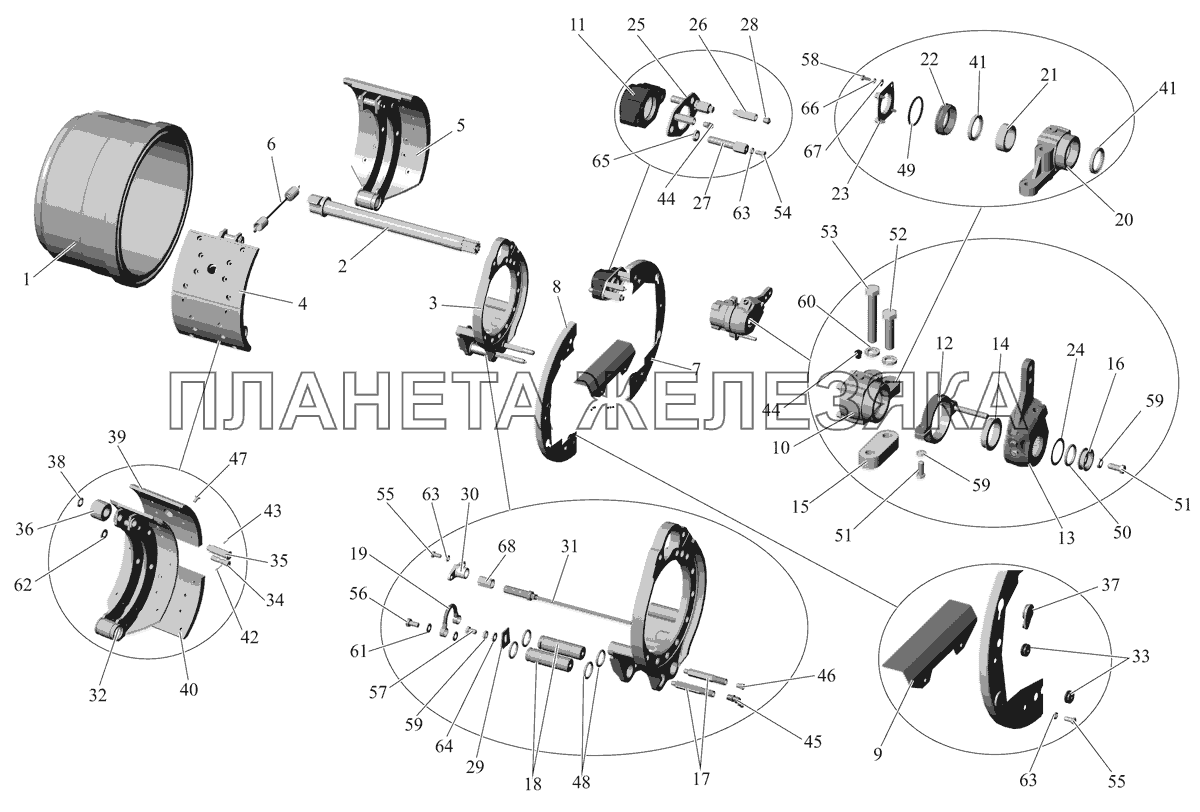 Тормозной механизм заднего моста МАЗ-103 (левый) МАЗ-103 (2011)