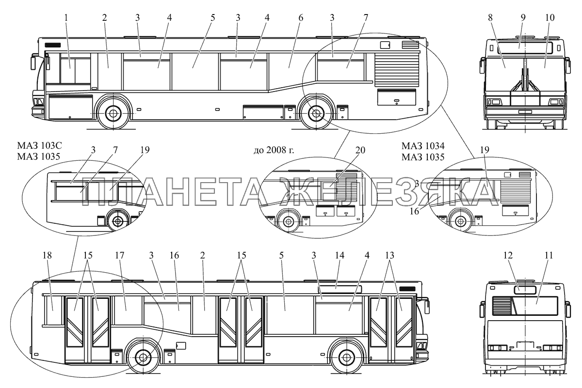 Установка стекол на МАЗ 103000 МАЗ-103 (2011)