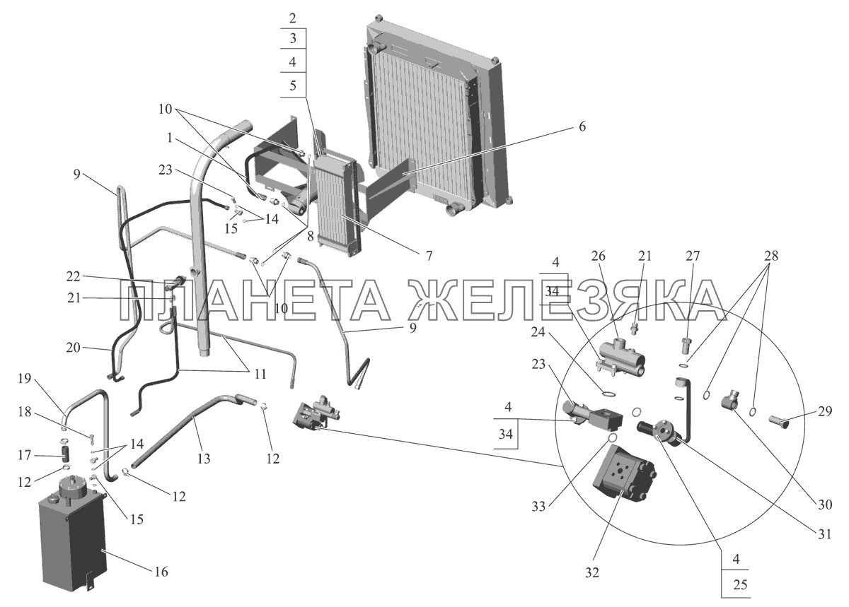 Установка системы гидропривода вентилятора 103-1300030 (автобусы с малой шахтой моторного отсека, до 2007г.) Для МАЗ 103000/040/070 МАЗ-103 (2011)