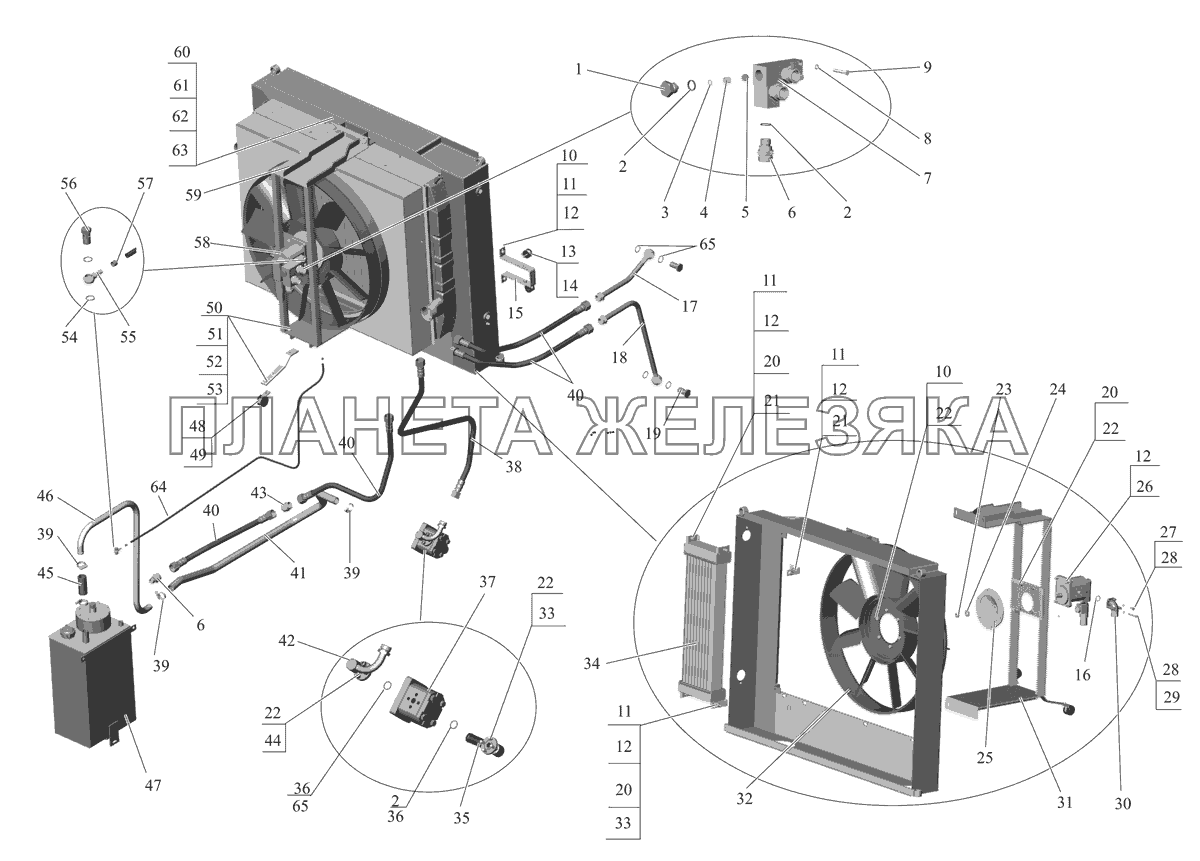 Установка системы гидропривода вентилятора 103007-1300030 (с увеличенной шахтой моторного отсека, с 2007г.) Для МАЗ 103000/070 МАЗ-103 (2011)