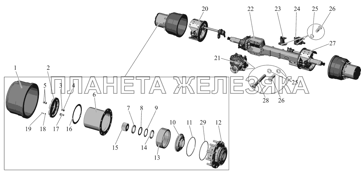 Мост задний 103-2400012-32 и 103-2400012-42 (c июня 2003г.) МАЗ-103 (2011)