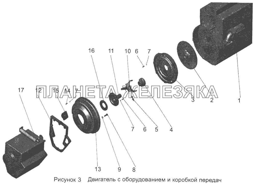 Двигатель с оборудованием и коробкой передач 103-1000300-41 МАЗ-103