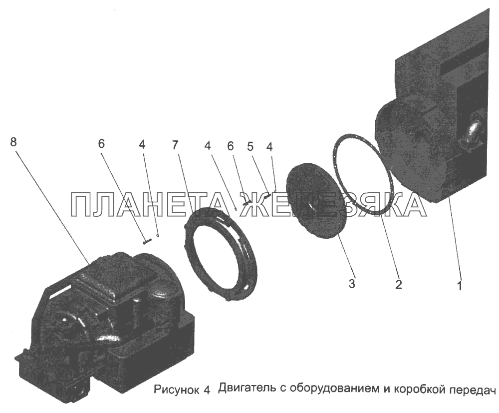 Двигатель с оборудованием и коробкой передач 103-1000300-42 МАЗ-103