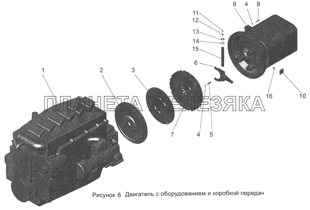 Двигатель с оборудованием и коробкой передач 105-1000300-41 МАЗ-103