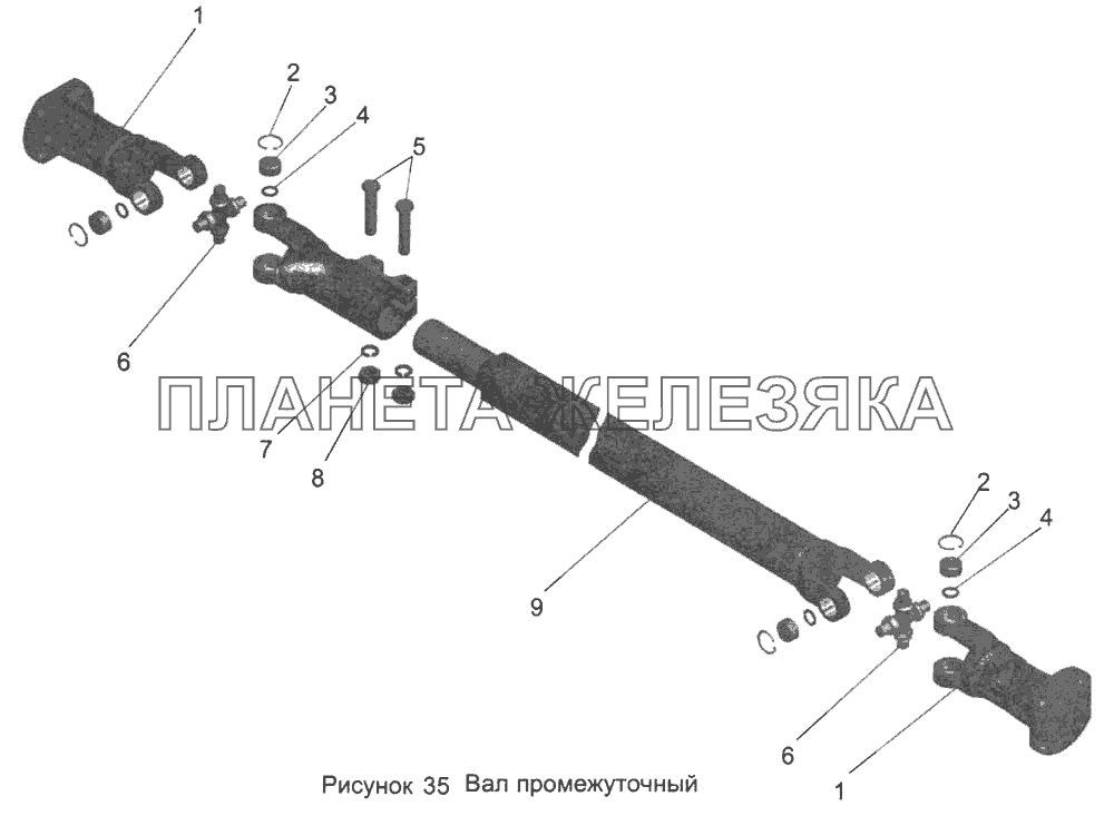 Вал промежуточный 103-1703016 МАЗ-103