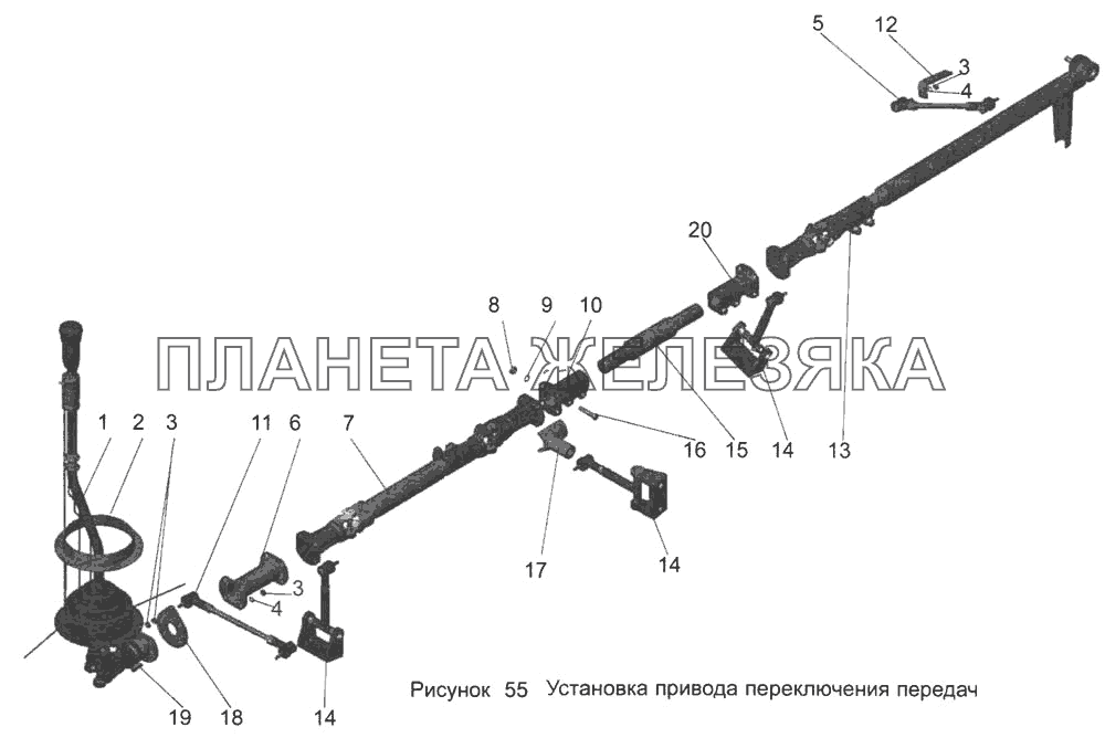 Установка привода переключения передач 152-1703002 МАЗ-103