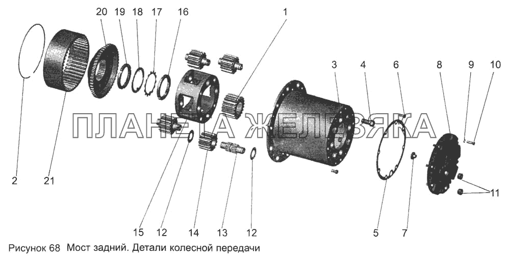 Мост задний. Детали колесной передачи 103-2400012 МАЗ-103