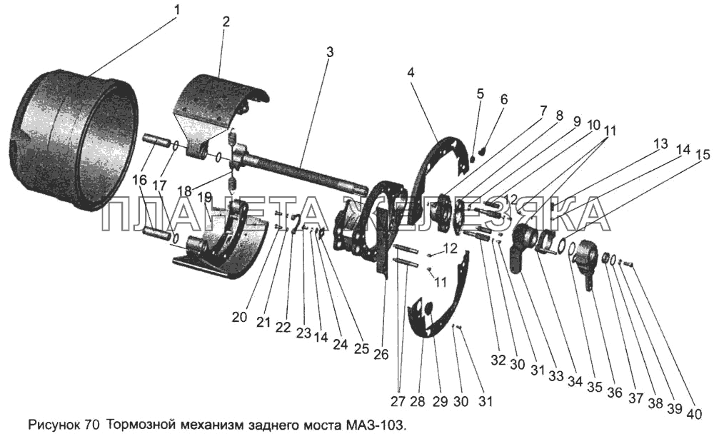 Тормозной механизм заднего моста МАЗ-103 МАЗ-103