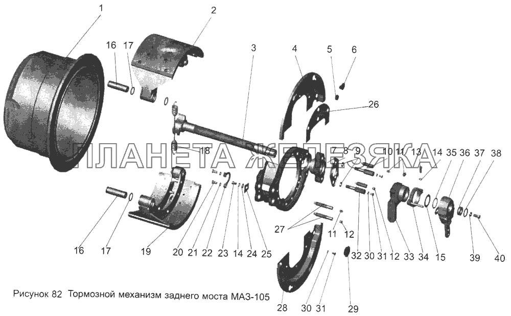 Тормозной механизм заднего моста МАЗ-105 МАЗ-103