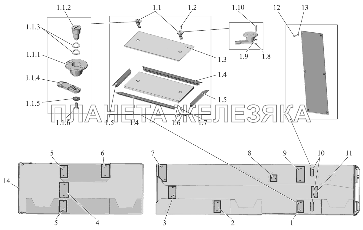 Установка крышек люков пола 105-5113010 МАЗ-105 (2011)