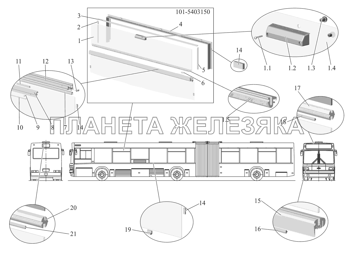 Установка стекол и клапанных форточек МАЗ-105 (2011)