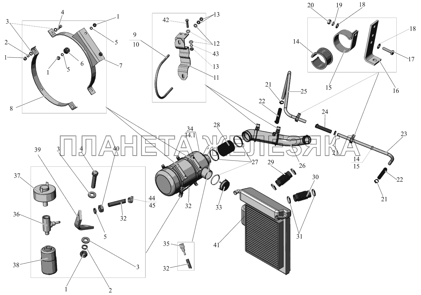 Установка воздухоочистителя и охладителя наддува 105065-1100020 МАЗ-105 (2011)