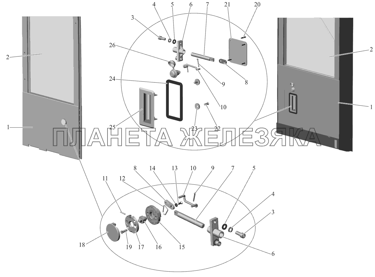 Дверь (установка замков) 101-6100100-10/101-10, 101-6100100-20/101-20 МАЗ-107 (2011)