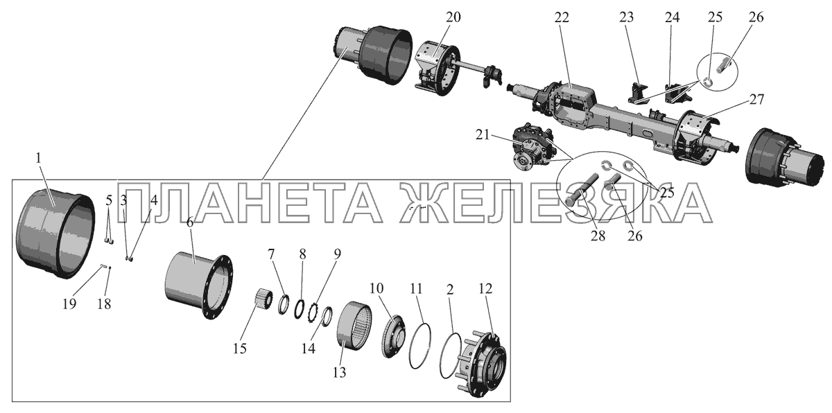 Мост задний 107466-2400012 с 5-ти-сателлитной колесной передачей МАЗ-107 (2011)