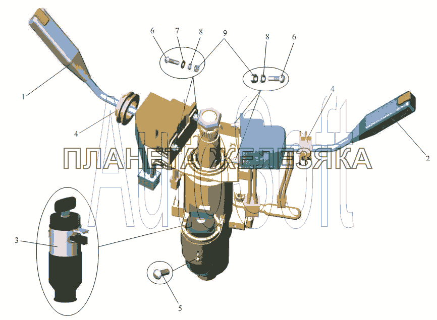 Установка подрулевых переключателей и замка зажигания МАЗ-203