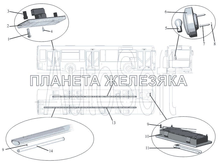 Установка внутренней светотехники МАЗ-203