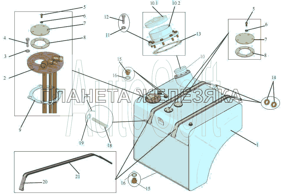 Топливный бак. Крепление топливного бака МАЗ-203
