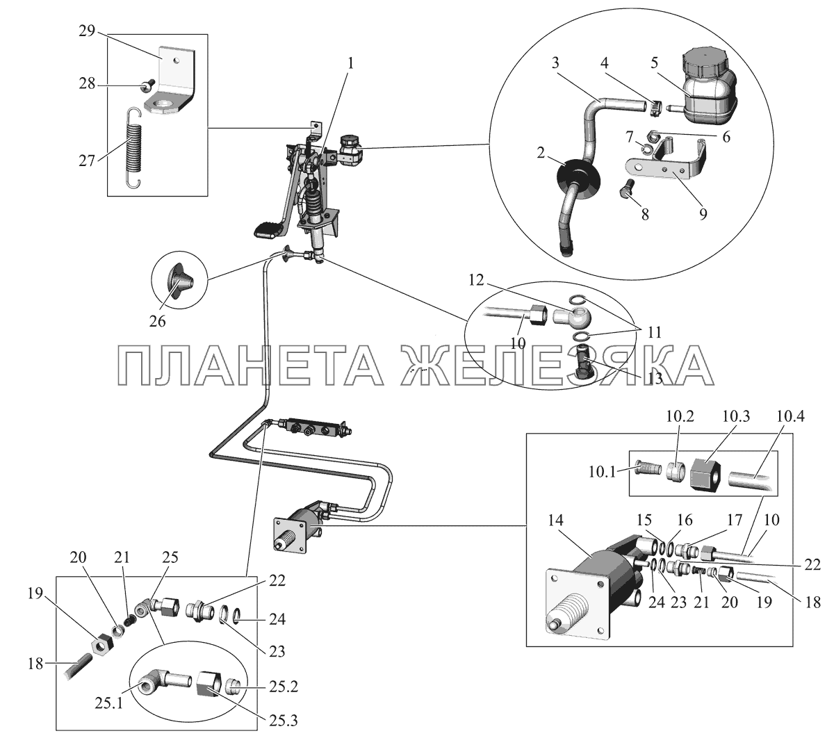 Установка привода управления сцеплением 206060-1602002 МАЗ-206/226