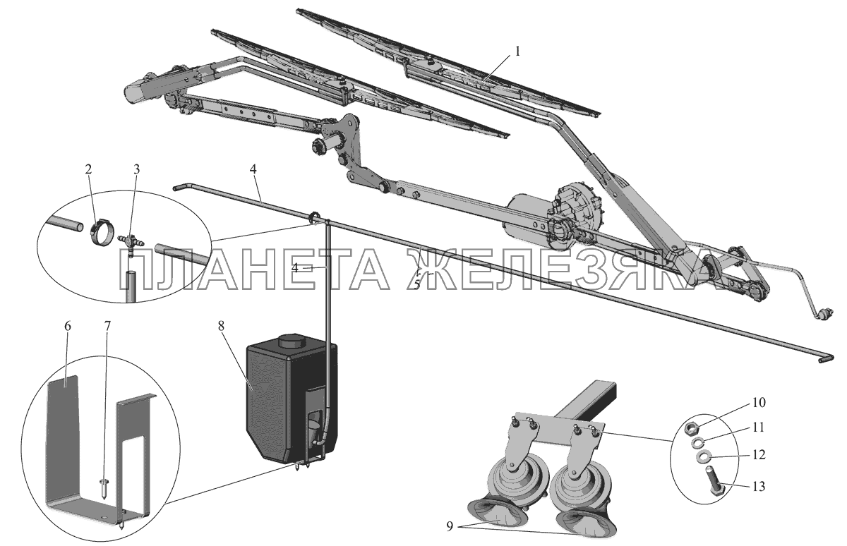Установка стеклоочистителя и звуковых сигналов 203065-5205000-24 МАЗ-206/226