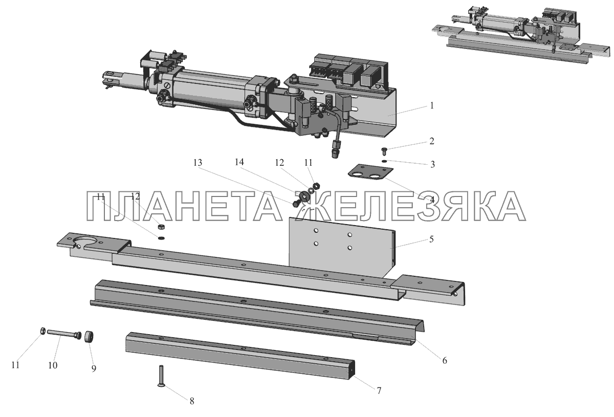 Механизм открывания дверей (передняя дверь) 206060-6108010 МАЗ-206/226