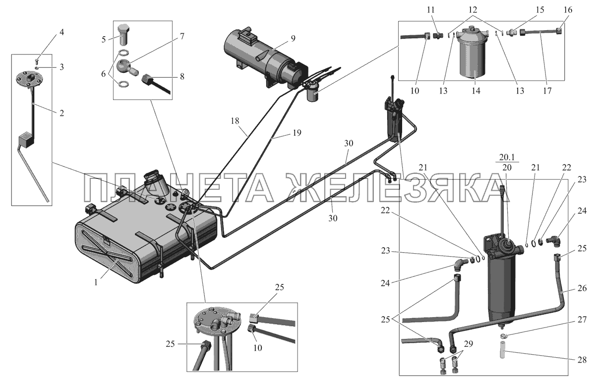 Установка топливопроводов (ПЖД DBW 300.59) 206068-1100003 МАЗ-206/226