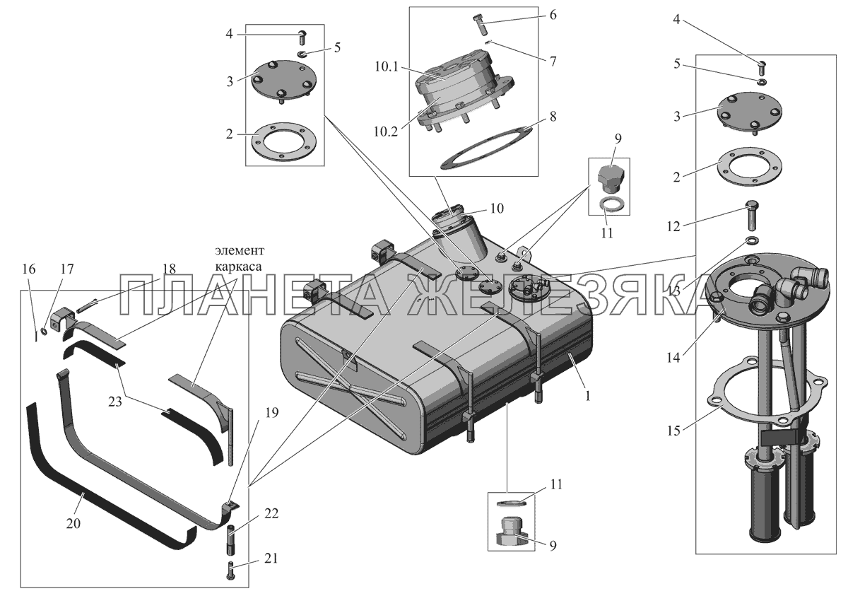 Топливный бак. Крепление топливного бака 206060-1101010 МАЗ-206/226