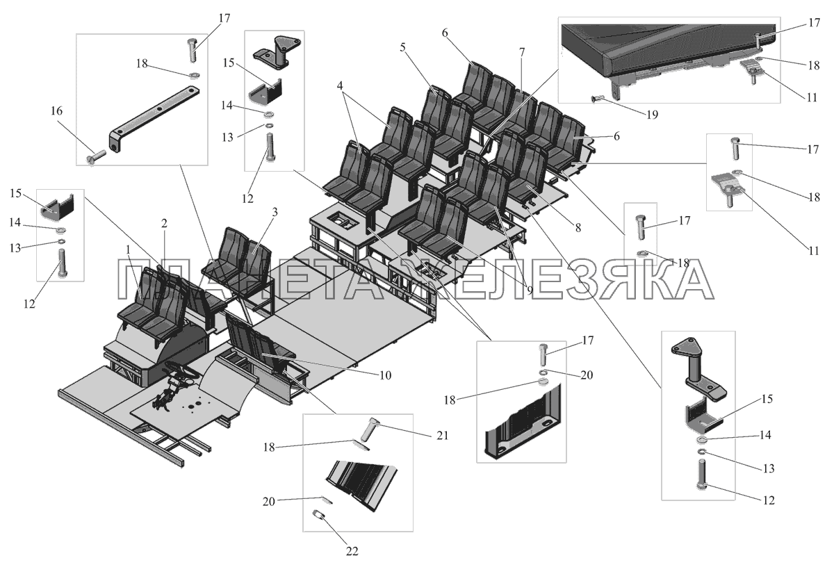 Установка сидений 206060-6830006 МАЗ-206/226