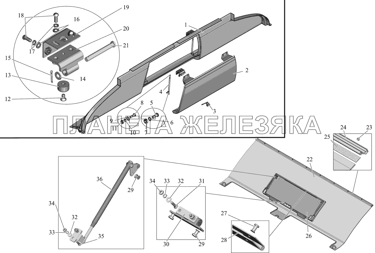 Установка панелей потолка (206060-5700030-40) МАЗ-206/226