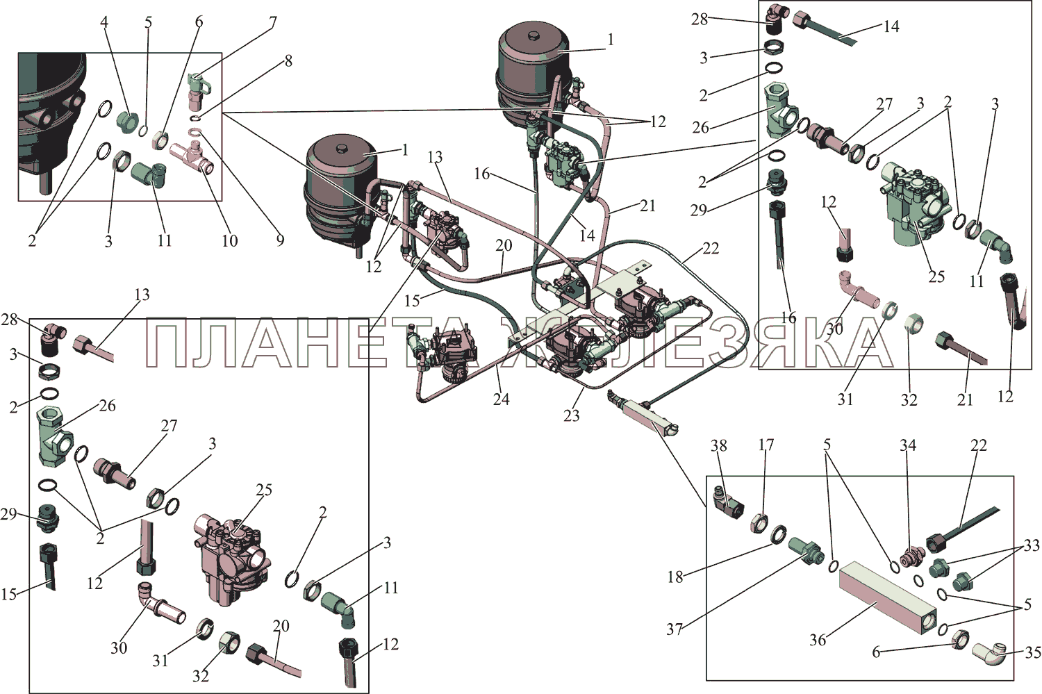 Установка привода задних тормозов (лист 1) МАЗ-215