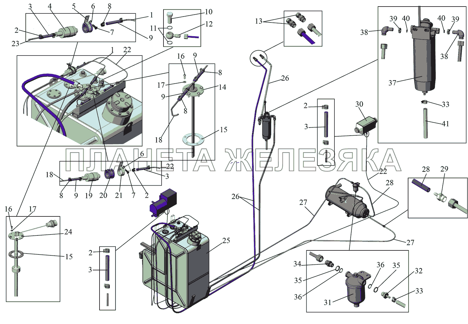 Установка топливопроводов МАЗ-215