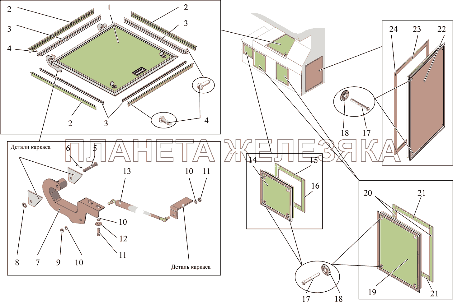 Крышка люка моторного отсека МАЗ-215