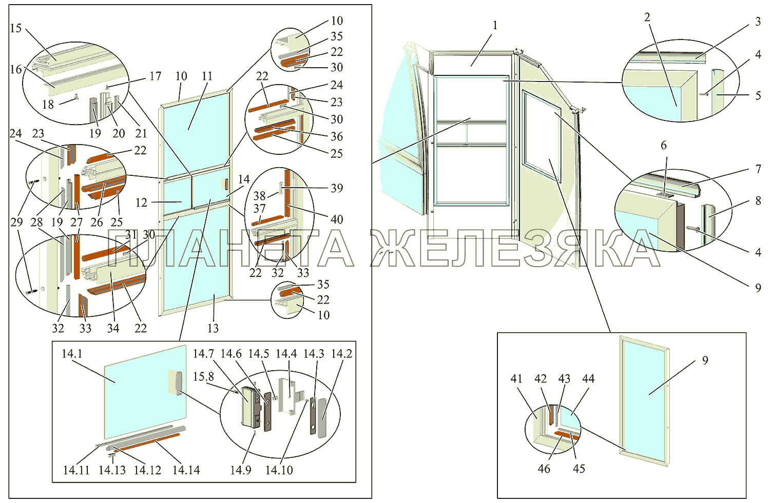 Установка окон перегородки 203Т0М-7810010-20,70 (лист 2) МАЗ-215