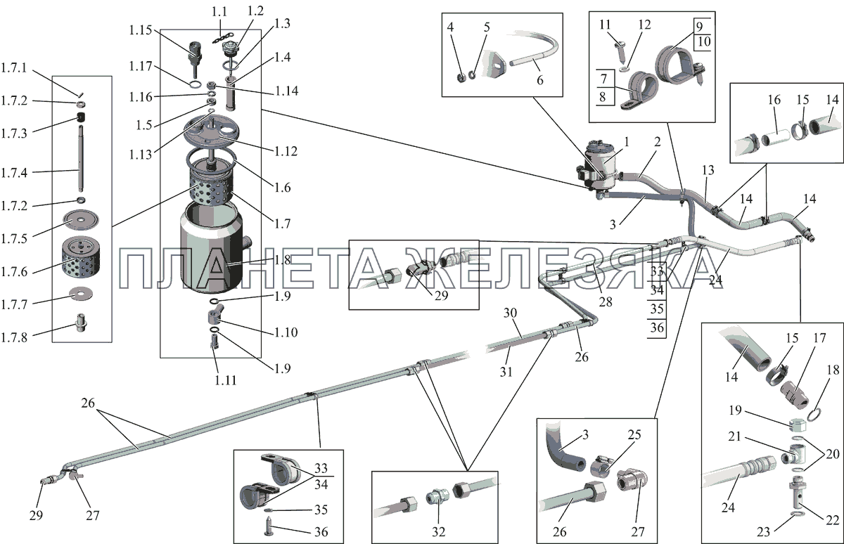Установка насоса и трубопроводов рулевого управления МАЗ-231