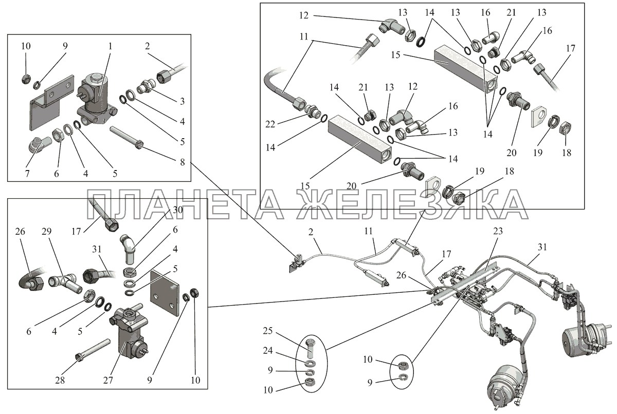 Установка блока привода задних тормозов (лист 2) МАЗ-231