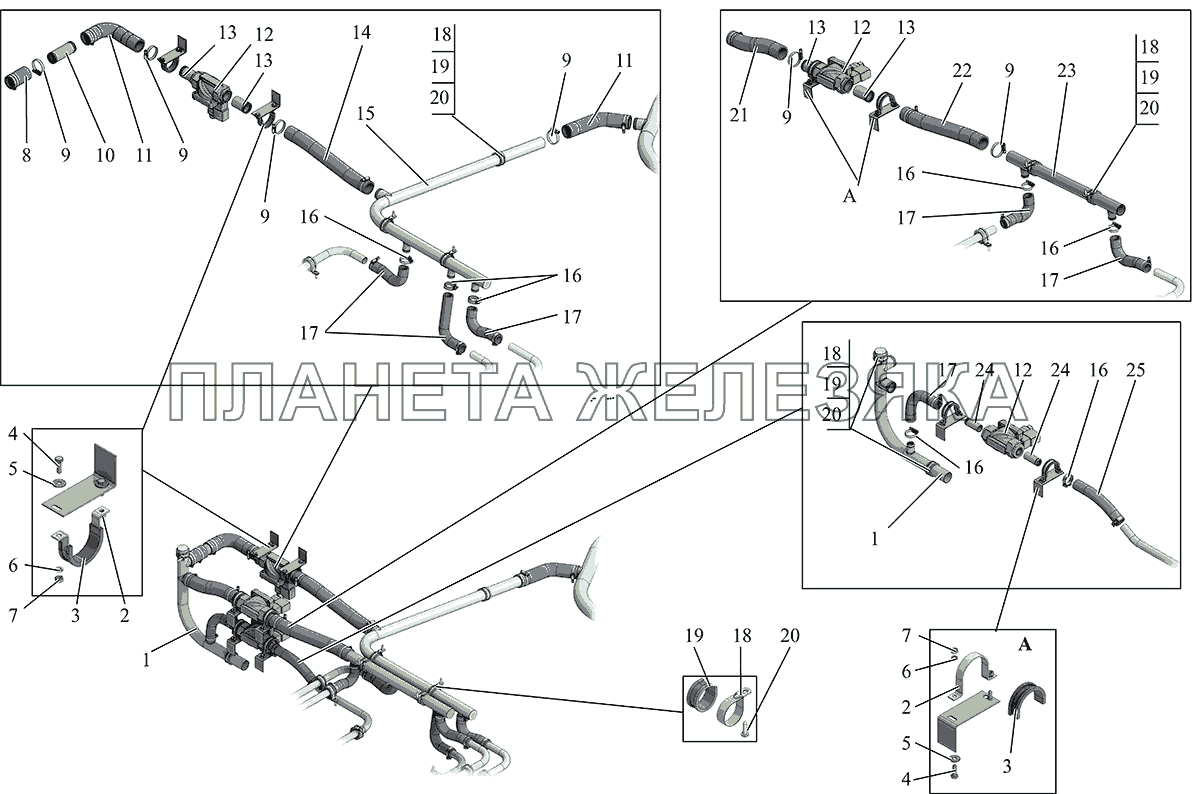 Установка системы отопления в моторном отсеке МАЗ-231