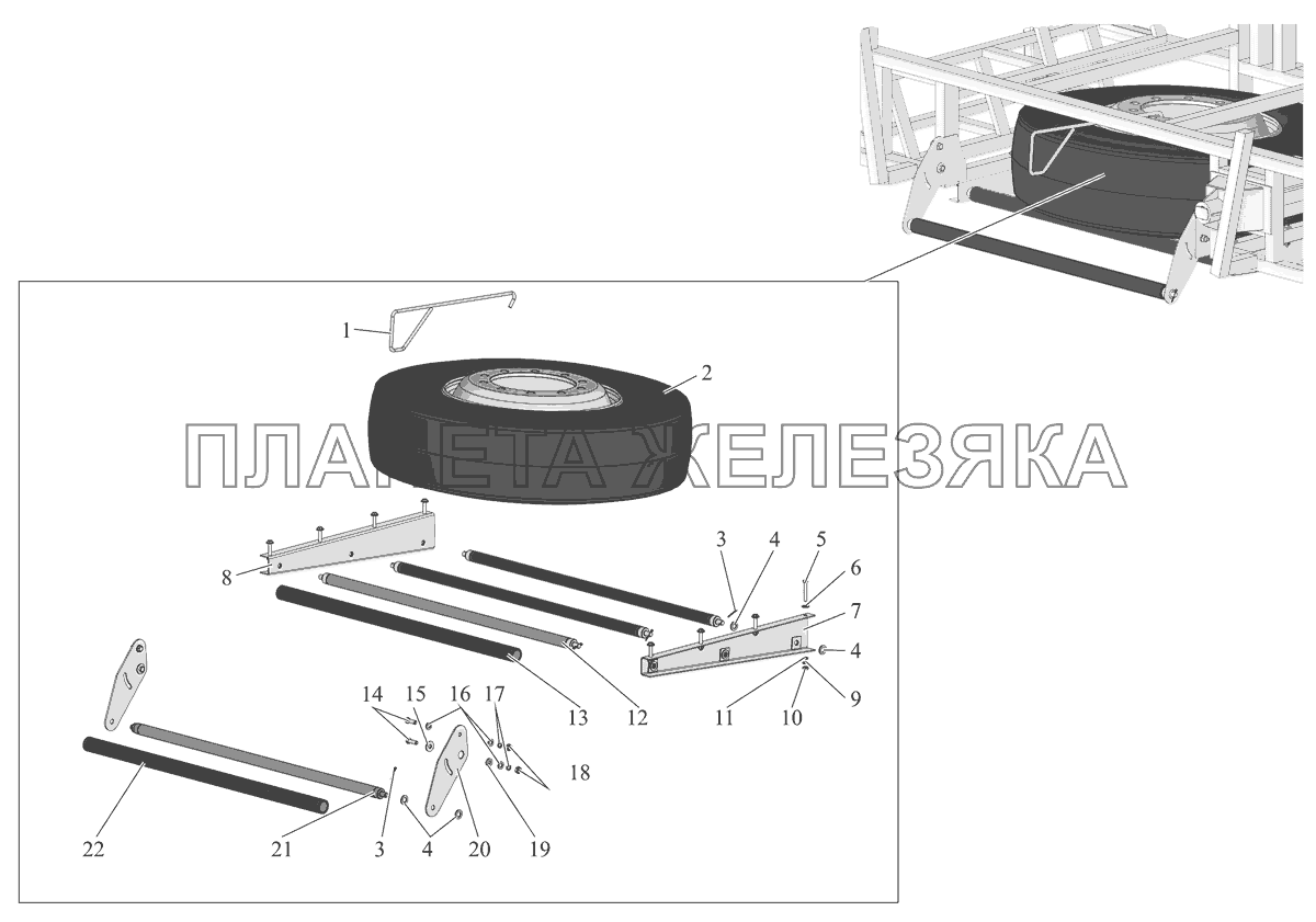 Установка запасного колеса 251050-3100001 МАЗ-251