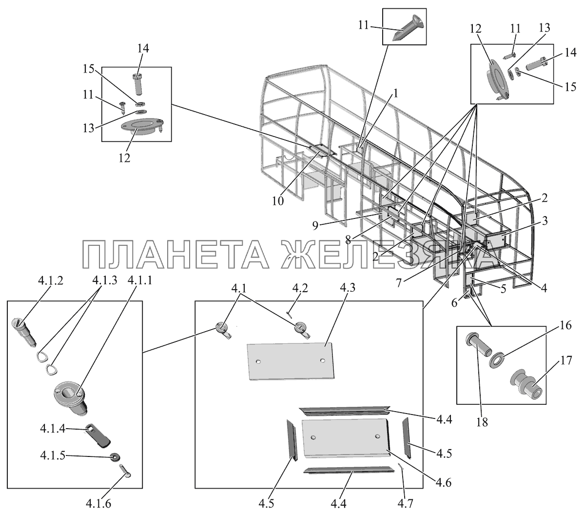 Технологические люки пола 251050-5113010 МАЗ-251