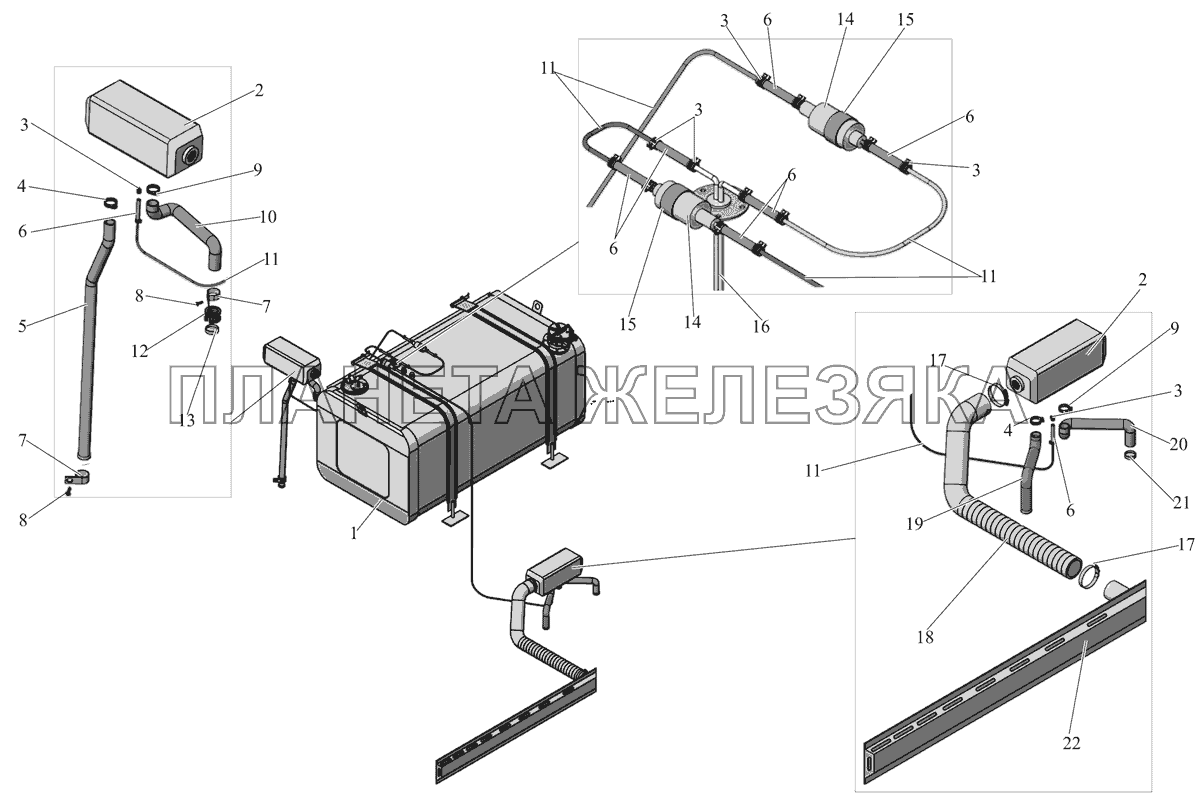 Установка топливопроводов отопителей 251050-1104200 МАЗ-251