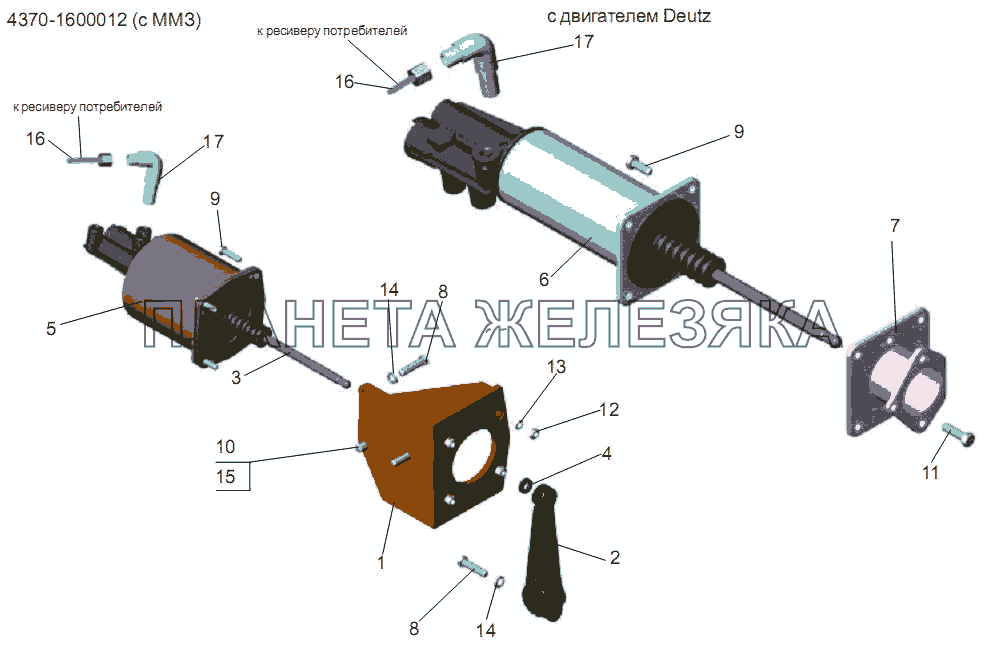 Установка ПГУ привода сцепления МАЗ-256 (вариант)