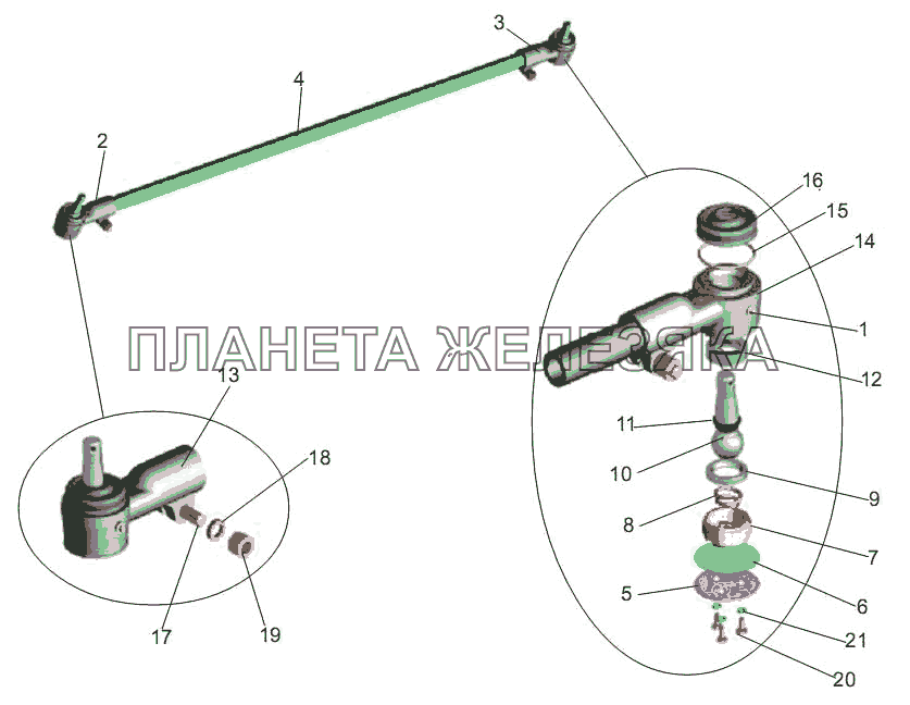 Тяга поперечная рулевая МАЗ-256 (вариант)