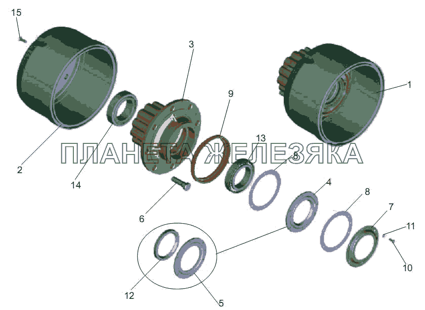 Ступица моста МАЗ-256 (вариант)