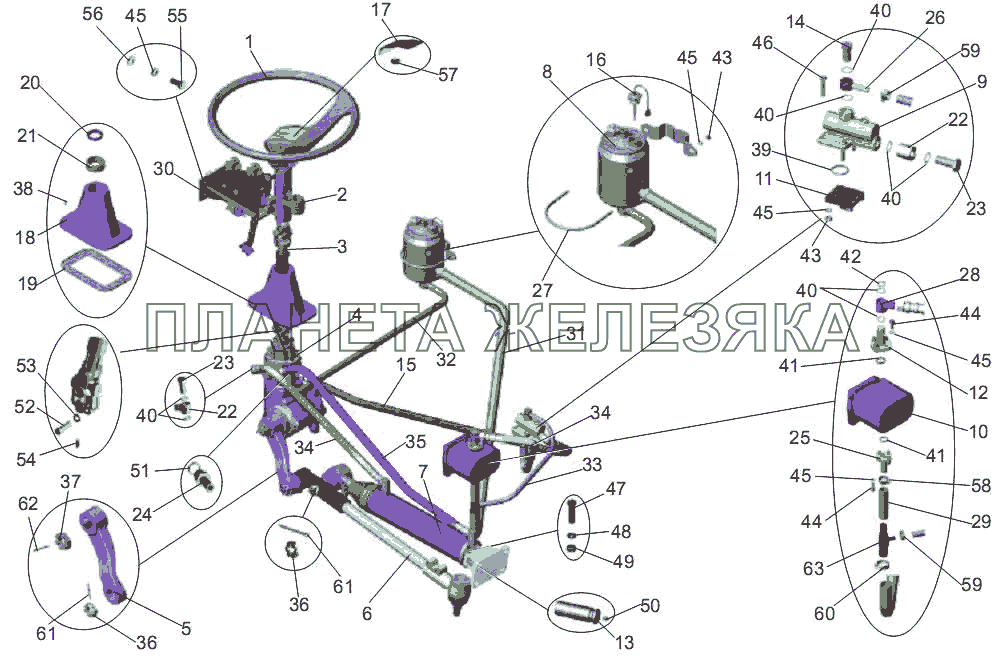 Установка рулевого управления МАЗ-256 (вариант)