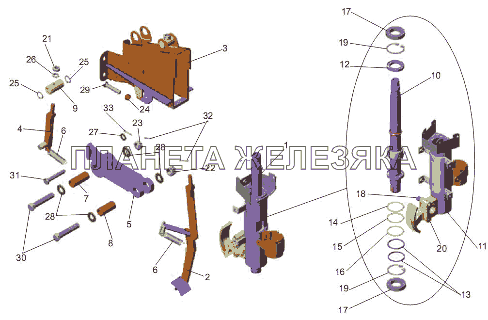 Кронштейн с колонкой МАЗ-256 (вариант) Кронштейн с колонкой МАЗ-256 (вариант)