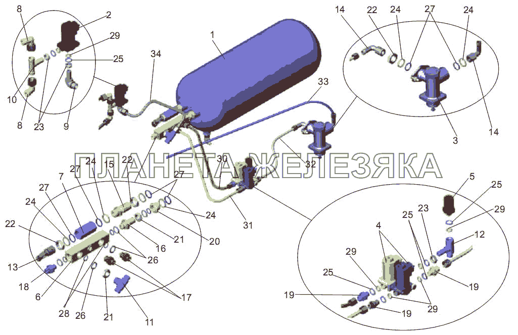 Установка ресивера привода дверей МАЗ-256 (вариант)