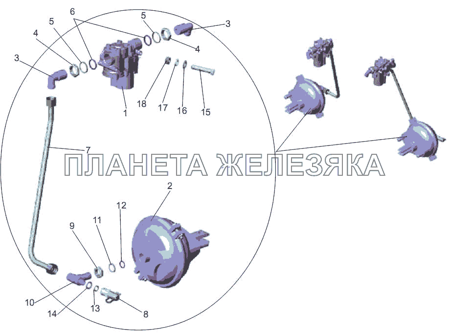 Установка передних тормозных камер МАЗ-256 (вариант)