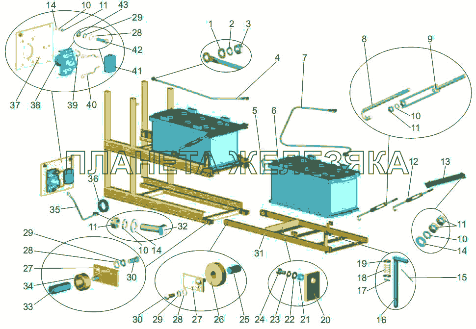 Установка аккумуляторных батарей МАЗ-256 (вариант)