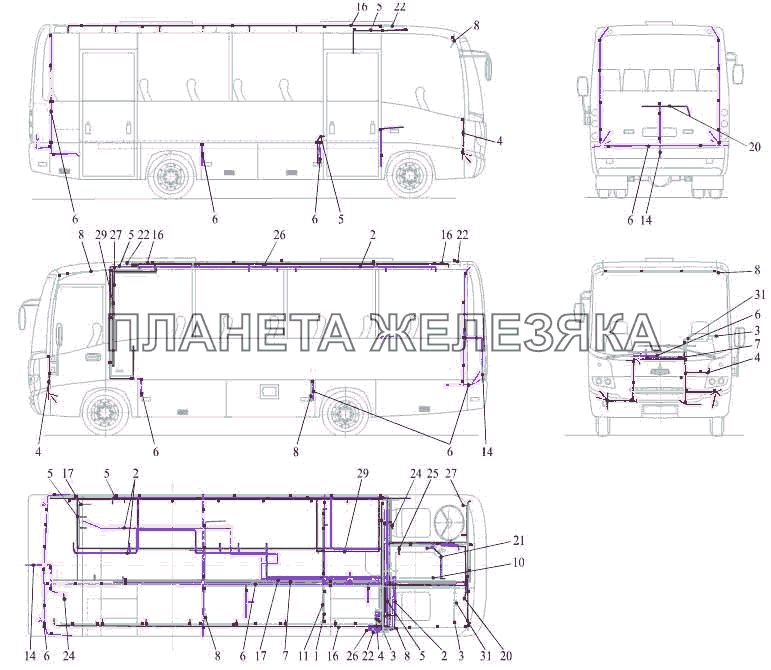 Жгуты автобуса МАЗ 256 МАЗ-256 (вариант) Жгуты автобуса МАЗ 256 МАЗ-256 (вариант)