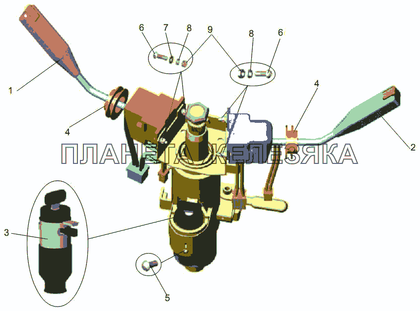 Установка подрулевых переключателей и замка зажигания МАЗ-256 (вариант)