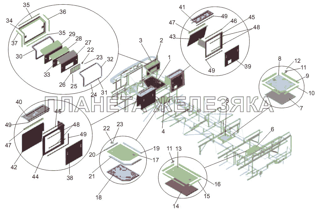 Установка люков пола МАЗ-256 (вариант)