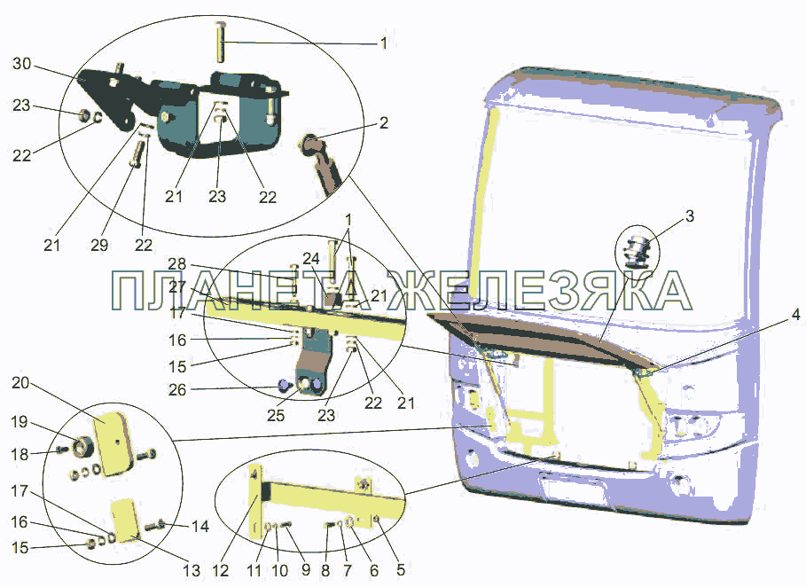 Установка крышки моторного отсека МАЗ-256 (вариант)